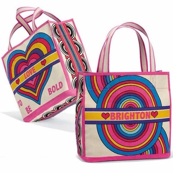 NWT Brighton Rainbow Bright Canvas Tote Bag Love To Be Bold Beach Summer - Picture 3 of 12